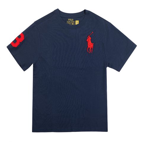 polo Ralph Lauren RL 熱銷刺繡大馬素面短袖T恤(青年款)-深藍色