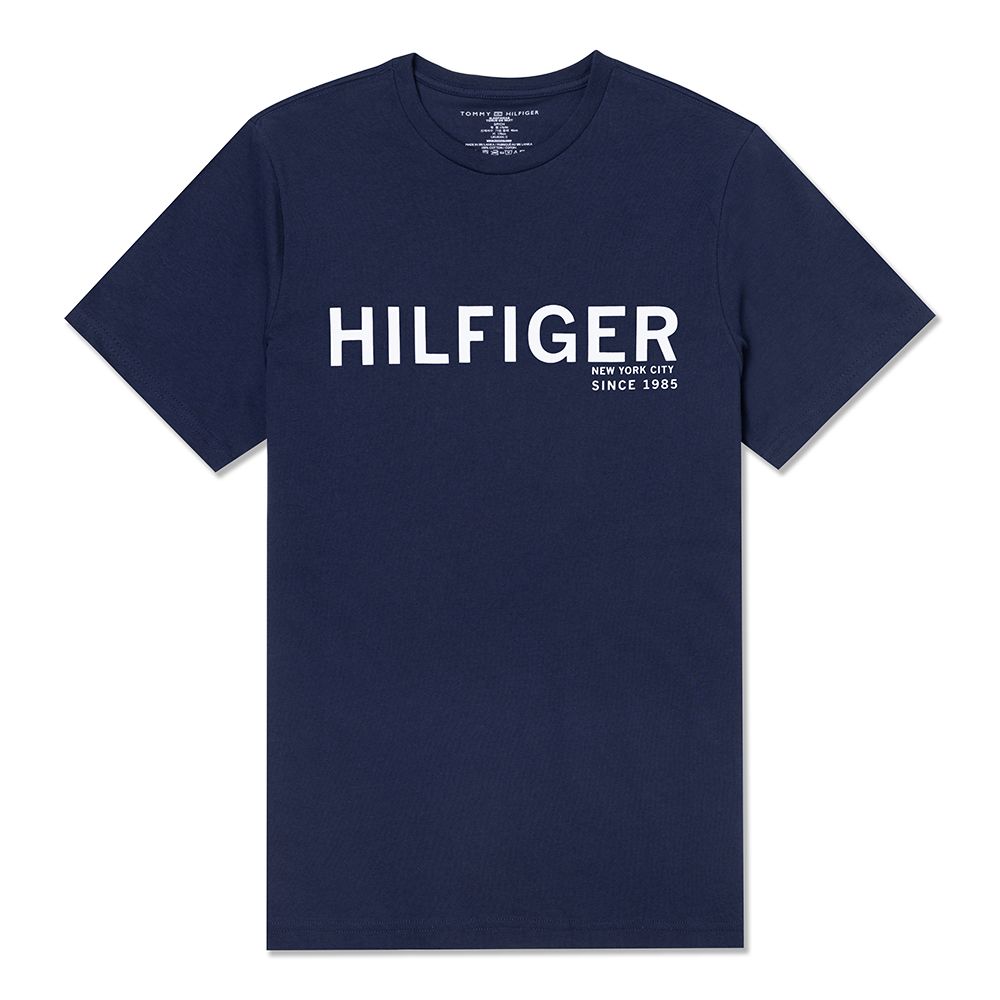 Tommy Hilfiger TOMMY 熱銷印刷文字圖案短袖T恤-深藍色