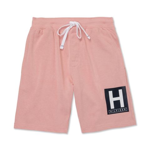 Tommy Hilfiger 熱銷印刷大H文字棉短褲-粉色