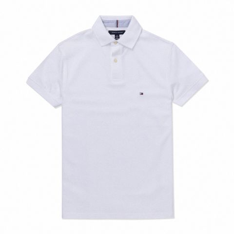 TOMMY 熱銷刺繡Logo短袖Polo衫-白色