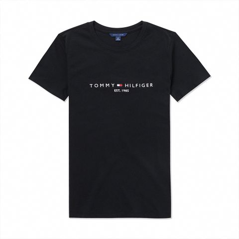 Tommy Hilfiger TOMMY 熱銷刺繡1985文字Logo圖案短袖T恤(女)-黑色