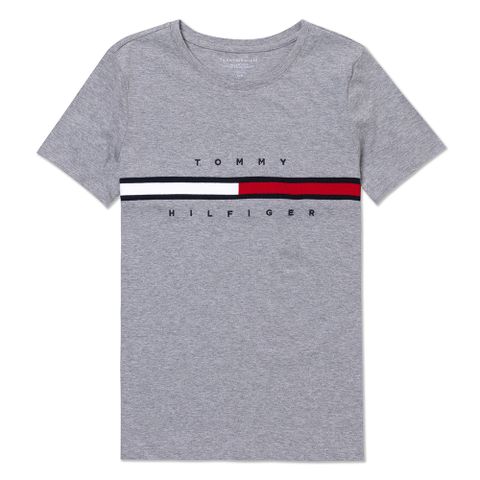 Tommy Hilfiger TOMMY 熱銷刺繡文字Logo圖案短袖T恤(女)-灰色