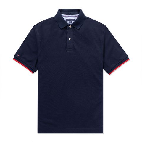 TOMMY 熱銷刺繡Logo短袖Polo衫(BONL)-深藍色