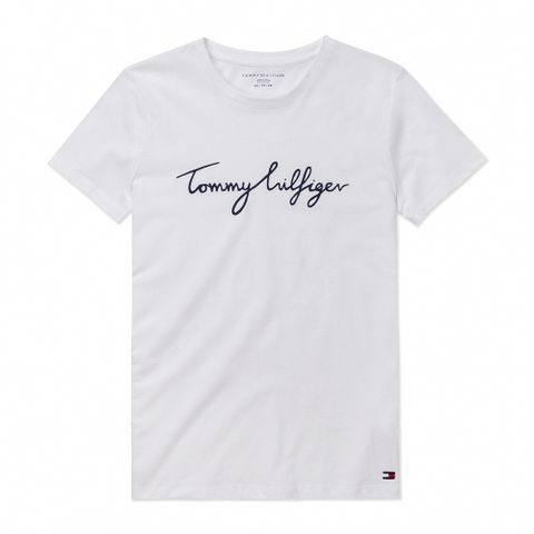 Tommy Hilfiger TOMMY 熱銷印刷文字圖案短袖T恤(女)-白色