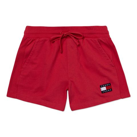 Tommy Hilfiger TOMMY 熱銷貼布大Logo運動休閒棉短褲(女)-桃紅色