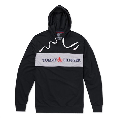 Tommy Hilfiger TOMMY 熱銷刺繡文字Logo連帽T恤-黑色