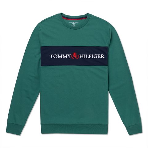 Tommy Hilfiger TOMMY 熱銷刺繡文字Logo大學T恤-綠色