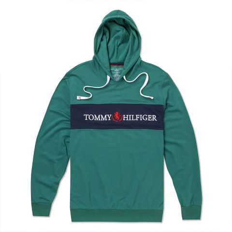 Tommy Hilfiger TOMMY 熱銷刺繡文字Logo連帽T恤-綠色