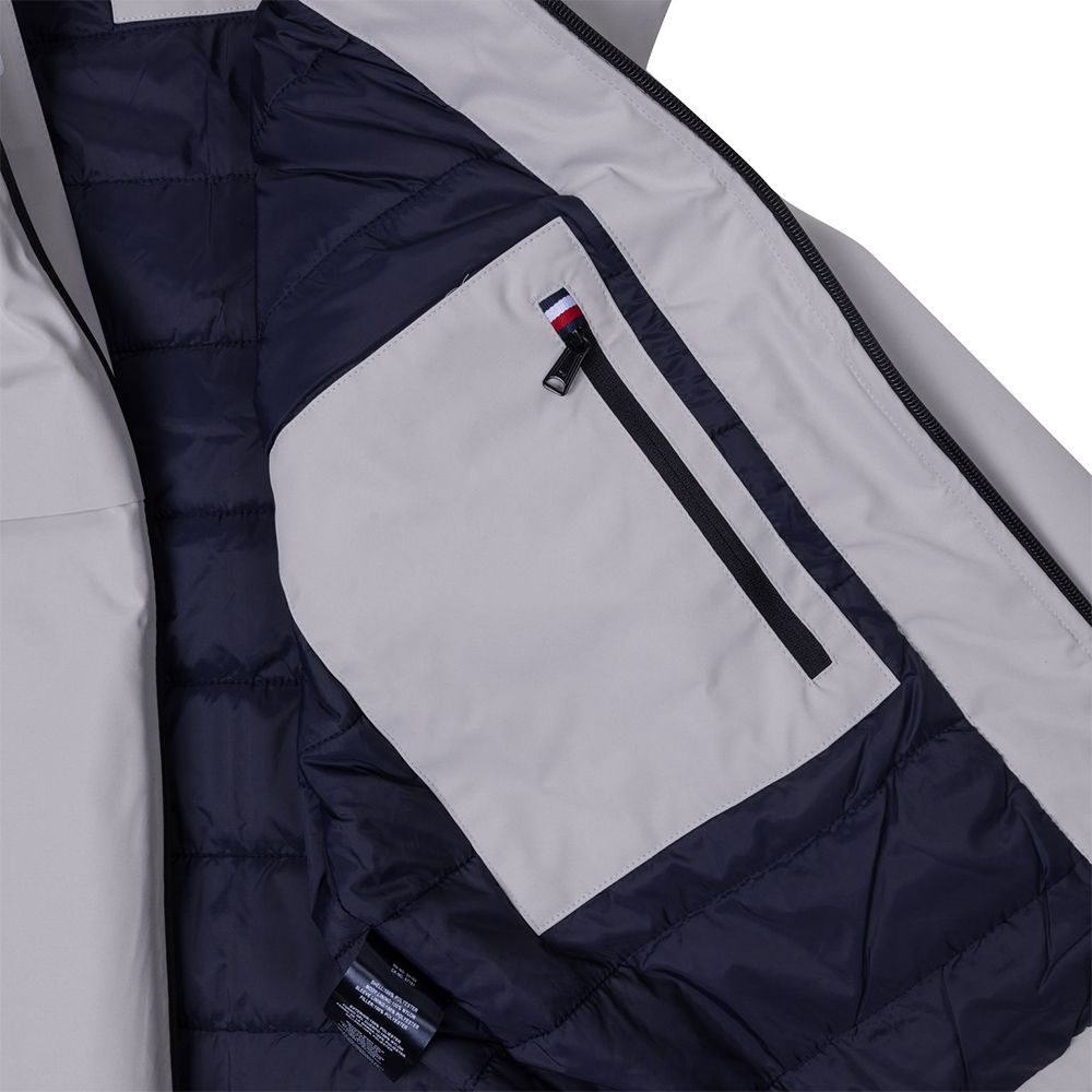 Tommy Hilfiger TOMMY 熱銷Logo連帽保暖衝鋒風衣外套-淺灰色