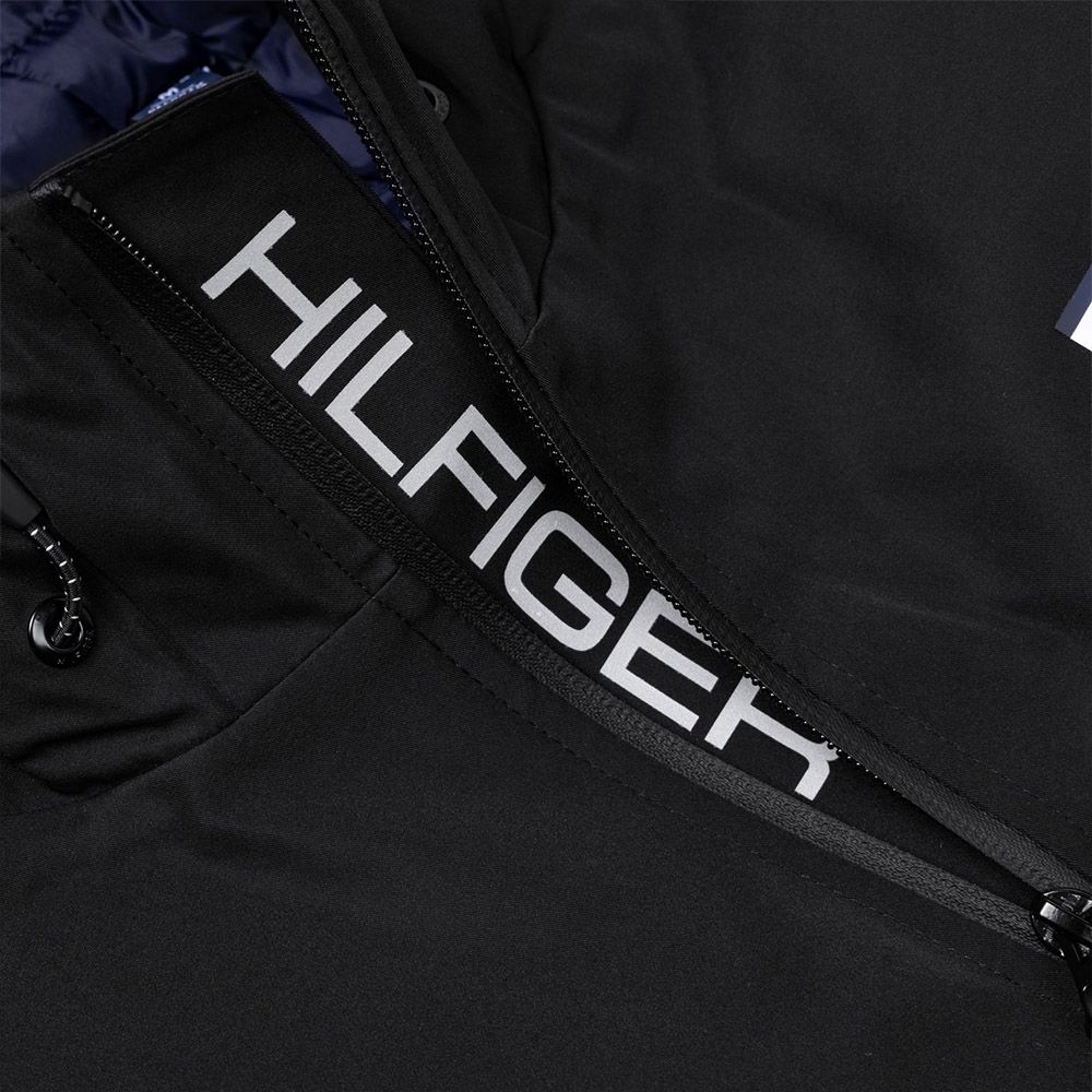 Tommy Hilfiger TOMMY 熱銷Logo連帽保暖衝鋒風衣外套-黑色