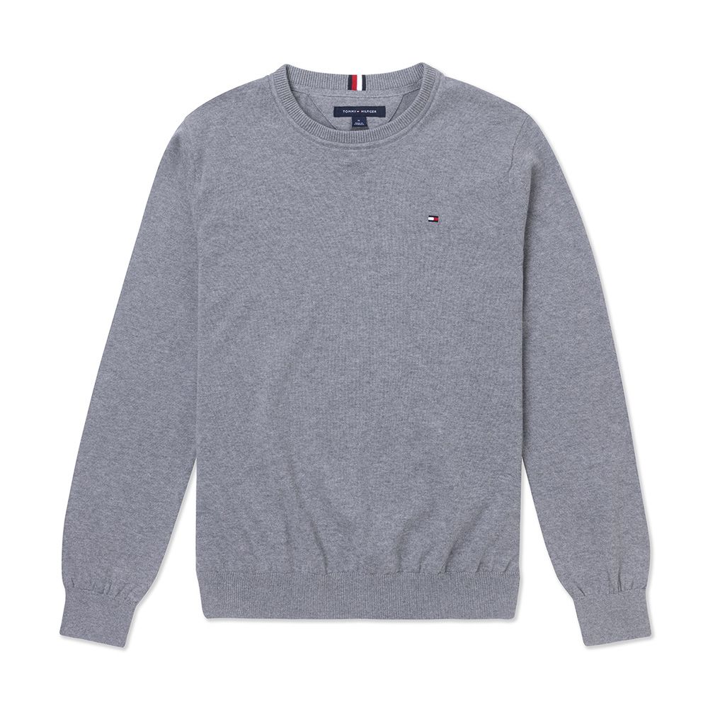 Tommy Hilfiger TOMMY 熱銷圓領Logo針織毛衣-灰色