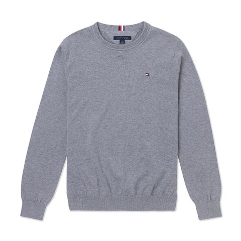 TOMMY 熱銷圓領Logo針織毛衣-灰色