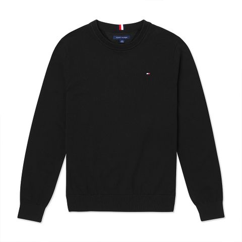 Tommy Hilfiger TOMMY 熱銷圓領Logo針織毛衣-黑色