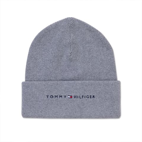 Tommy Hilfiger TOMMY 熱銷刺繡文字Logo純棉毛帽-灰色