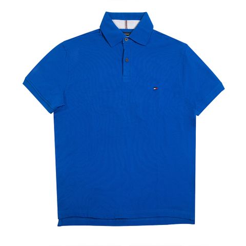 TOMMY 熱銷刺繡Logo短袖Polo衫-寶藍色