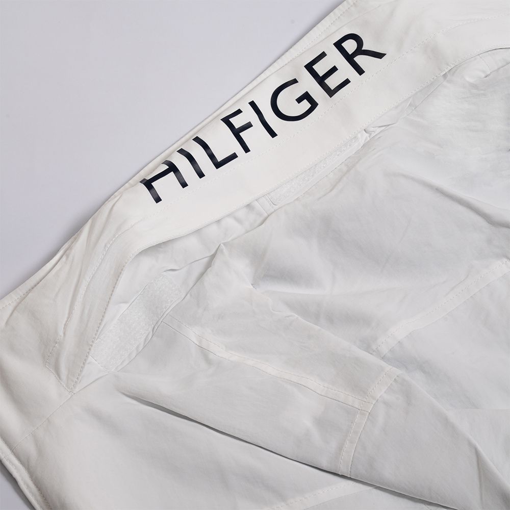 Tommy Hilfiger TOMMY 熱銷刺繡文字連帽風衣外套-白色