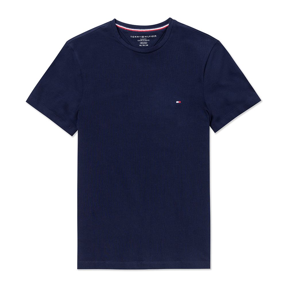 TOMMY  熱銷刺繡Logo圓領素面短袖T恤-深藍色