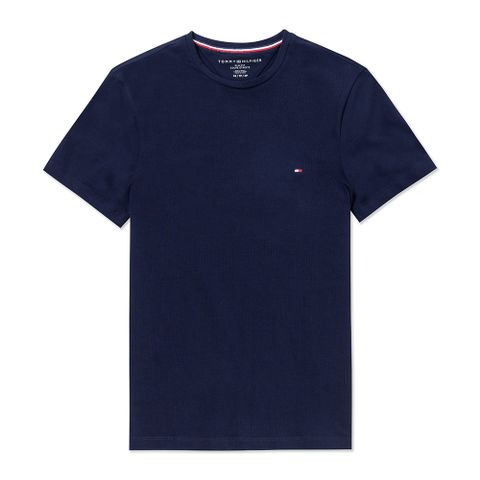 TOMMY 熱銷刺繡Logo圓領素面短袖T恤-深藍色