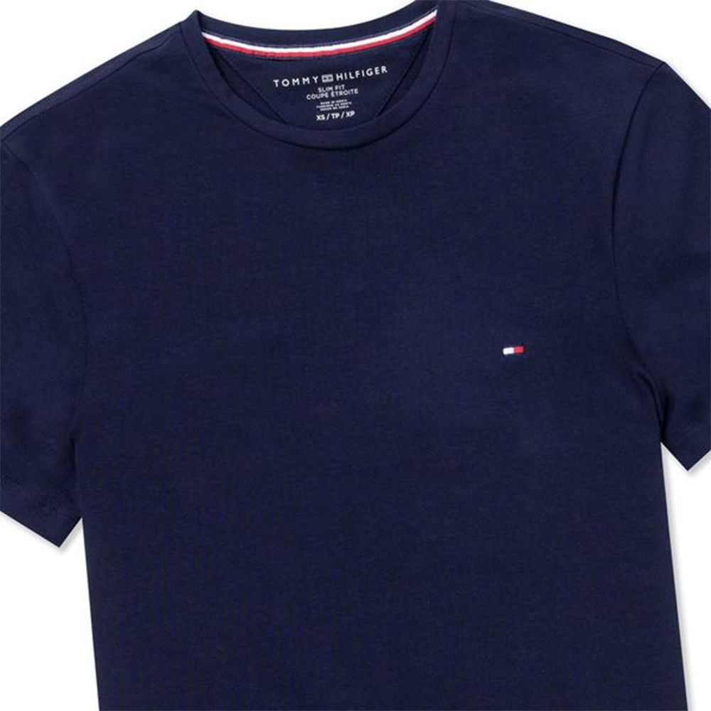 TOMMY  熱銷刺繡Logo圓領素面短袖T恤-深藍色