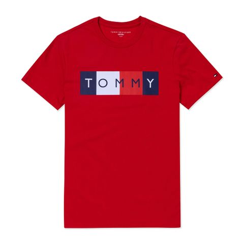 Tommy Hilfiger TOMMY 熱銷印刷大Logo圖案短袖T恤-紅色