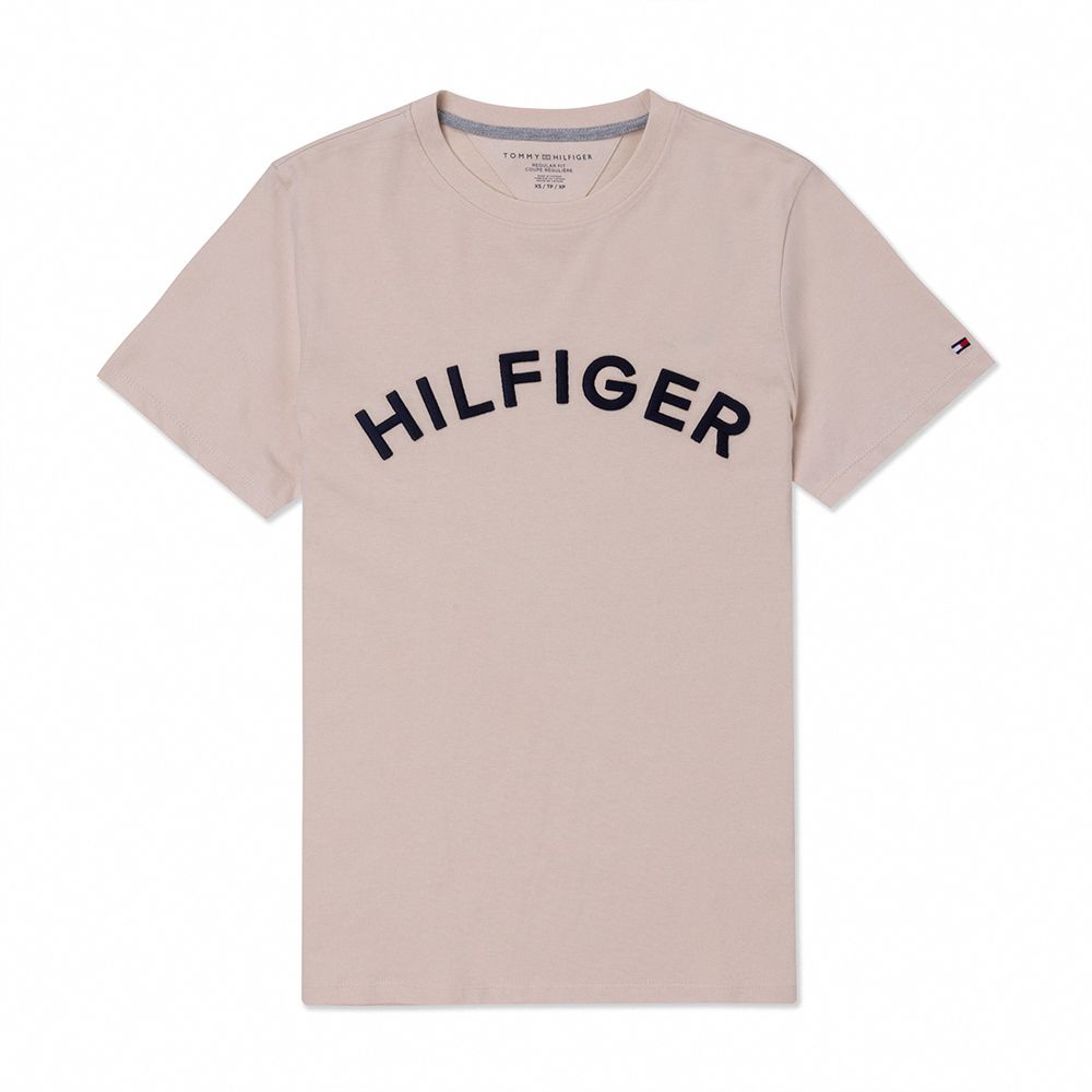 Tommy Hilfiger TOMMY 熱銷刺繡文字圖案短袖T恤-奶茶色