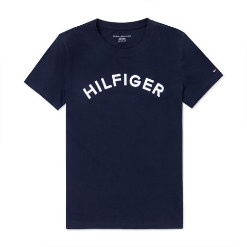 Tommy Hilfiger TOMMY 熱銷刺繡文字圖案短袖T恤(女)-深藍色