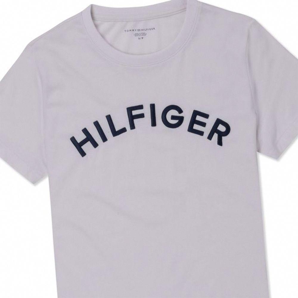 Tommy Hilfiger TOMMY 熱銷刺繡文字圖案短袖T恤(女)-杏色