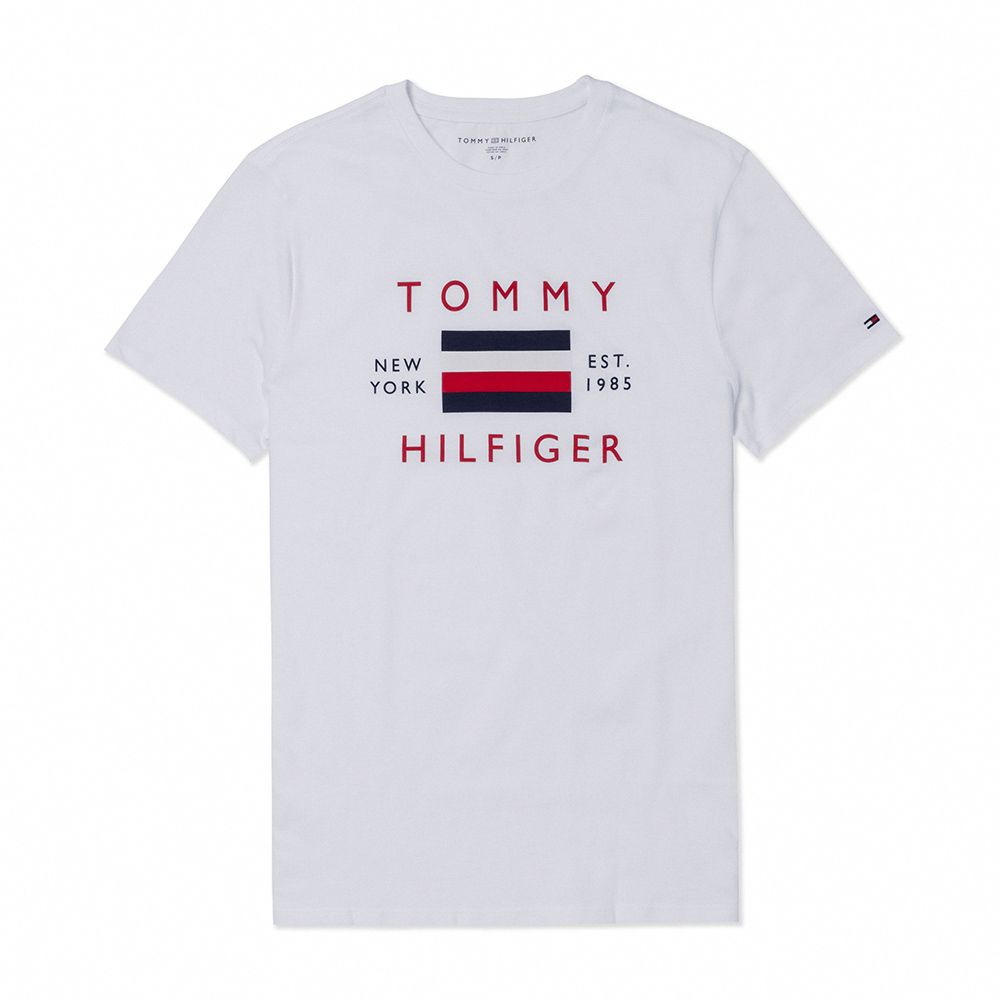 Tommy Hilfiger TOMMY 熱銷刺繡大Logo圖案短袖T恤-白色