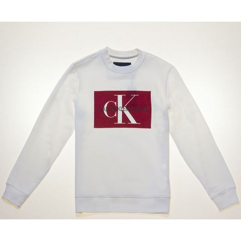 Calvin Klein CK 經典白LOGO紅方格印刷大學踢 白 41BK750103