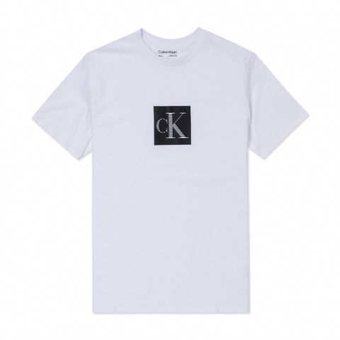 Calvin Klein CK 熱銷刺繡文字圖案短袖T恤-白色