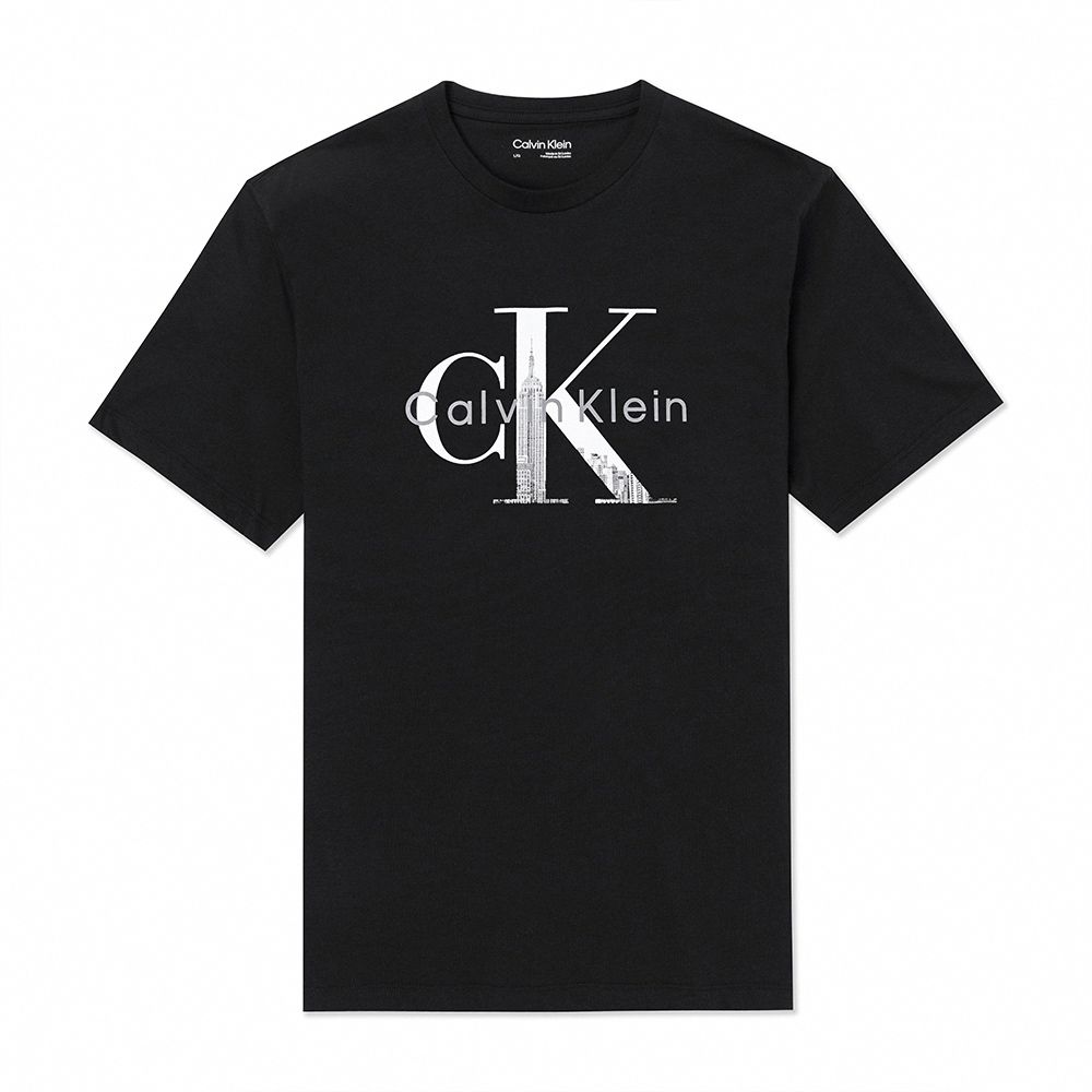 Calvin Klein  CK 熱銷印刷大CK圖案短袖T恤-黑色