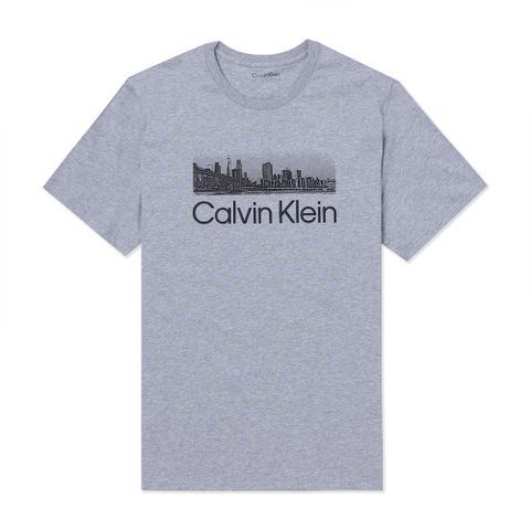 Calvin Klein CK 熱銷印刷文字圖案短袖T恤-灰色