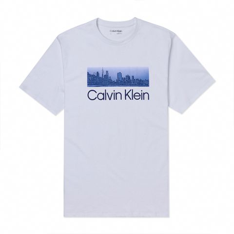 Calvin Klein CK 熱銷印刷文字圖案短袖T恤-白色