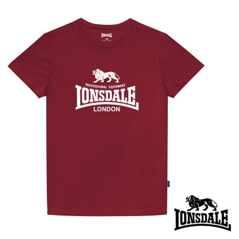 【LONSDALE 英國小獅】經典LOGO短袖T恤- 暗紅LT001
