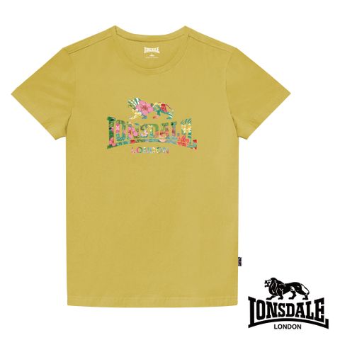 LONSDALE 英國小獅 夏日扶桑花LOGO短袖T恤- 鵝黃LT002