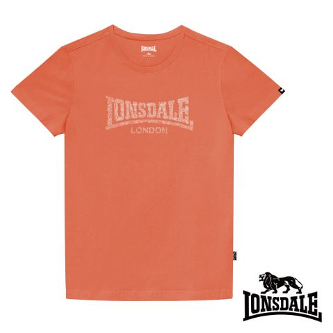 LONSDALE 英國小獅 極簡植絨LOGO短袖T恤- 橘色LT003