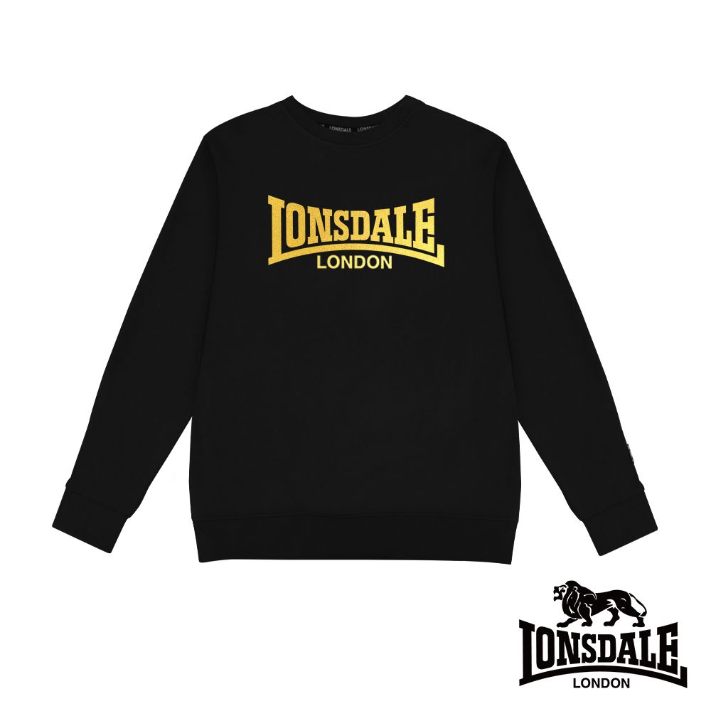 LONSDALE 英國小獅 經典LOGO長袖大學T恤-黑色 LT250015