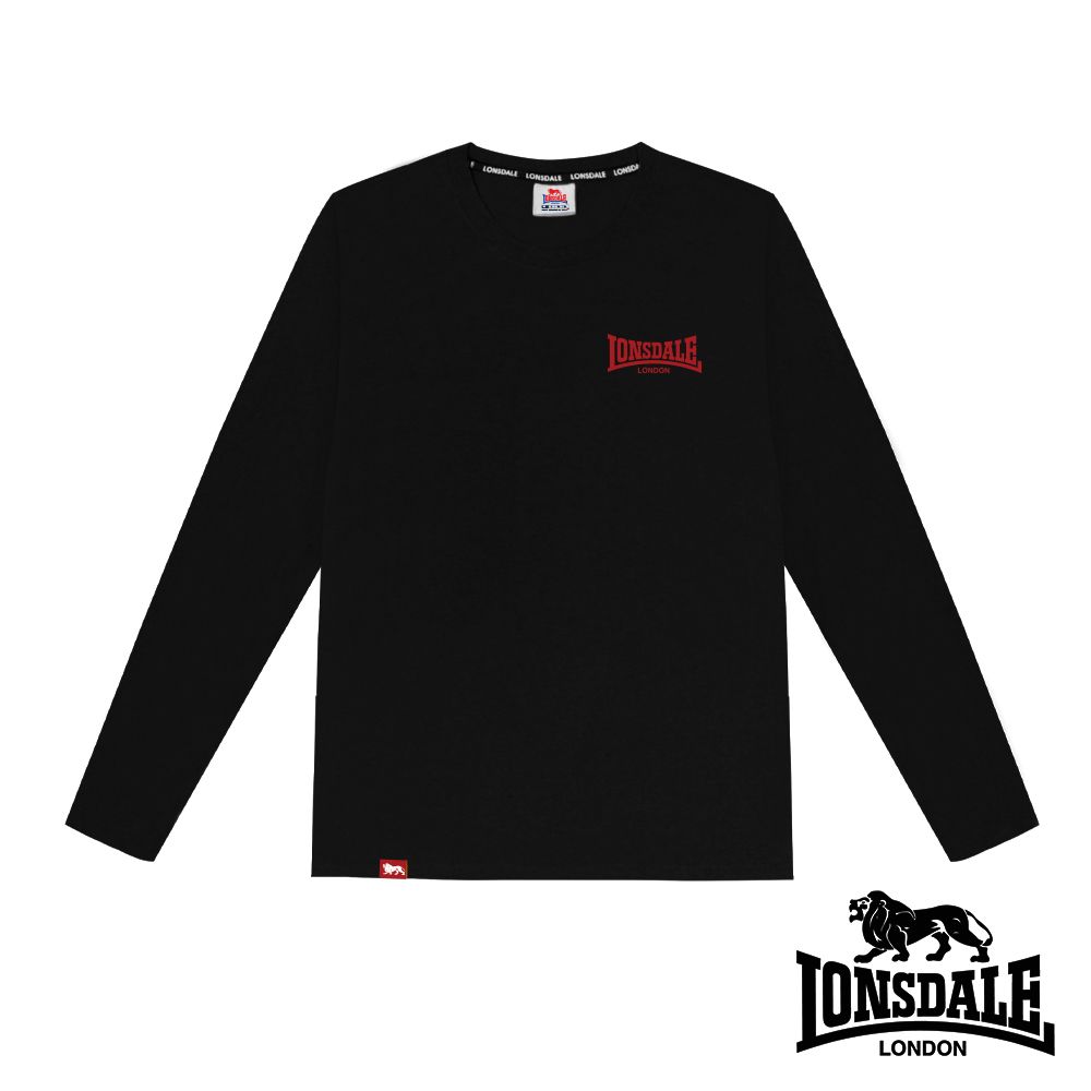 LONSDALE 英國小獅 素面薄長袖上衣-黑色 LT250018