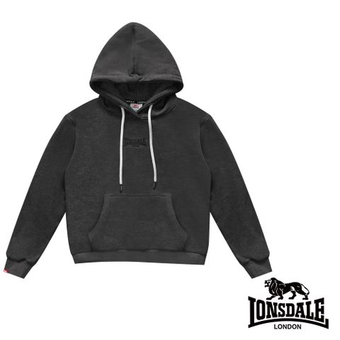 LONSDALE 英國小獅 刺繡LOGO內刷絨連帽大學T-灰色 LT260017