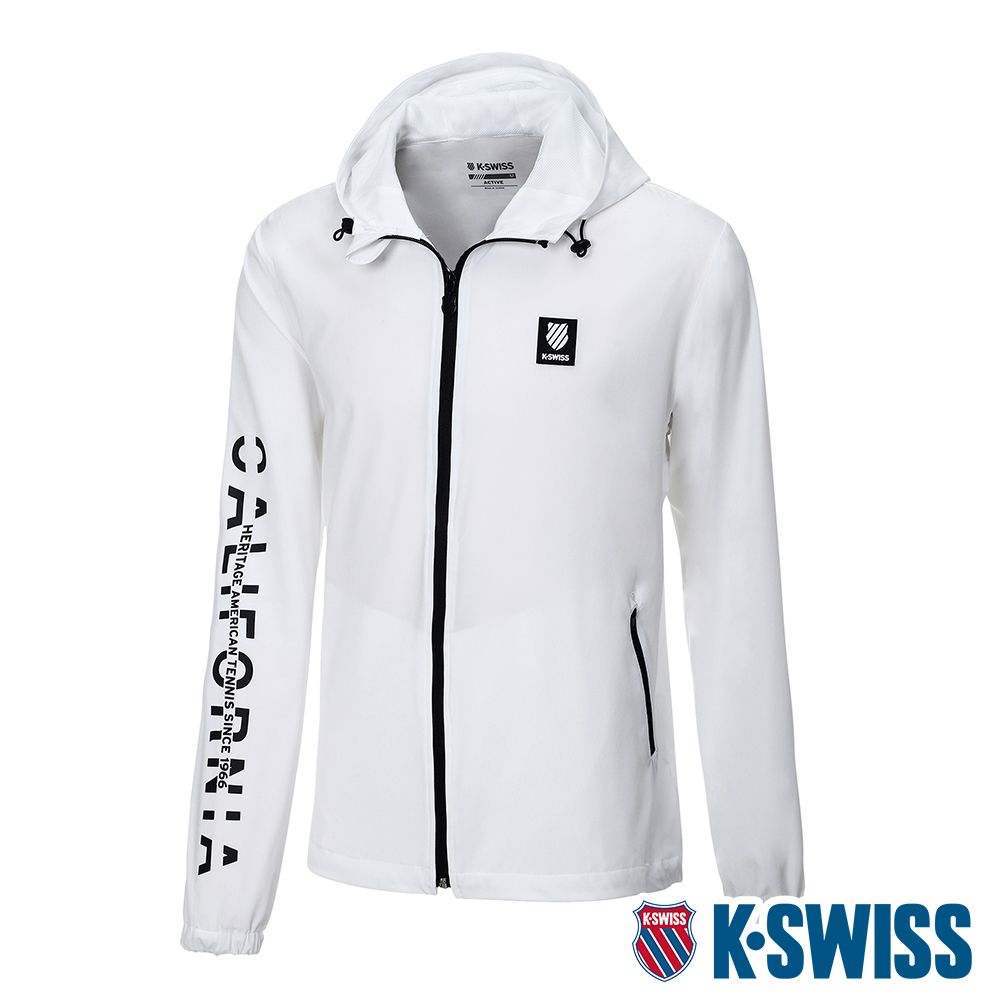 K-SWISS  Stretch  Windbreaker吸排防風外套-男-白