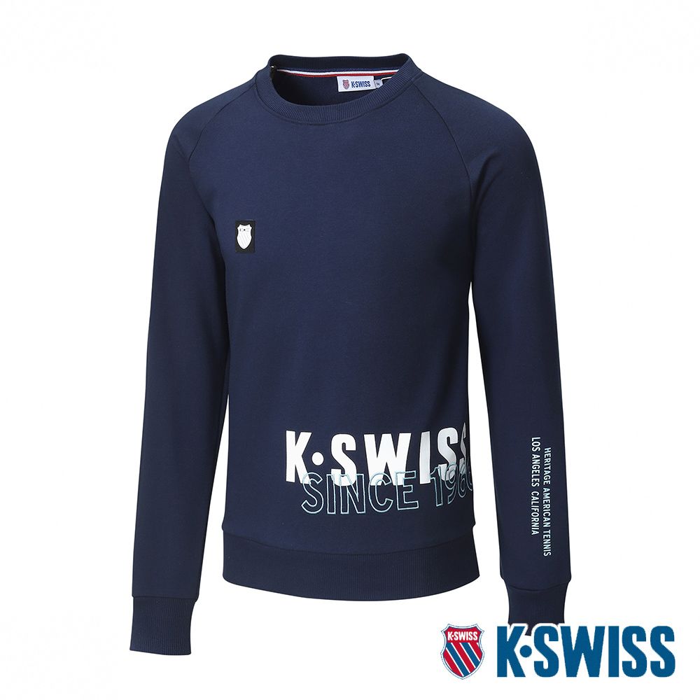 K-SWISS  Modern Sweatshirt圓領長袖上衣-男-藍