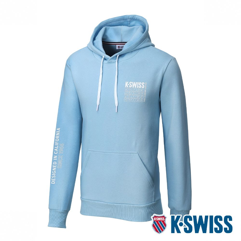 K-SWISS  Fleece Hoodie刷毛連帽上衣-男-天空藍