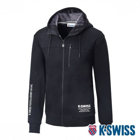 溫暖刷毛 布料柔軟K-SWISS Fleece Jacket刷毛連帽外套-男-黑