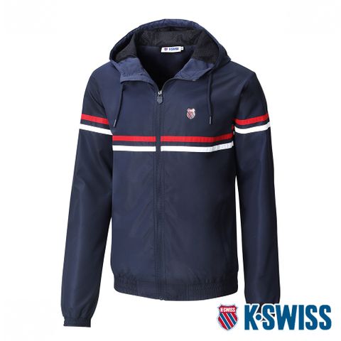 防潑水單層風衣外套K-SWISS Front Taping Jacket防風外套-女-藍