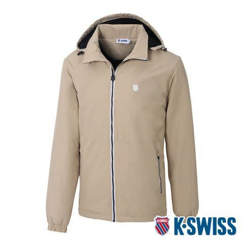 刷毛內裡 表面防潑水K-SWISS CO Solid Jacket刷毛防風外套-男-卡其