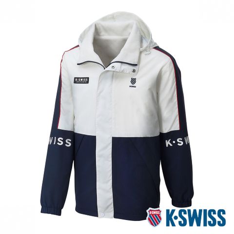 防潑水材質K-SWISS Reversible Heavy Jacket雙面穿防風外套-男-白/藍
