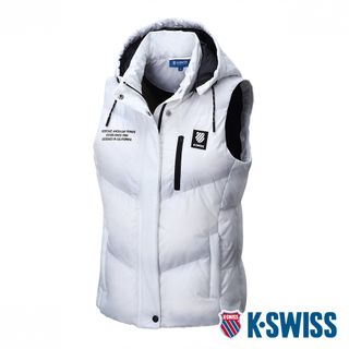 K-SWISS Down Vest可拆式連帽羽絨背心-女-白