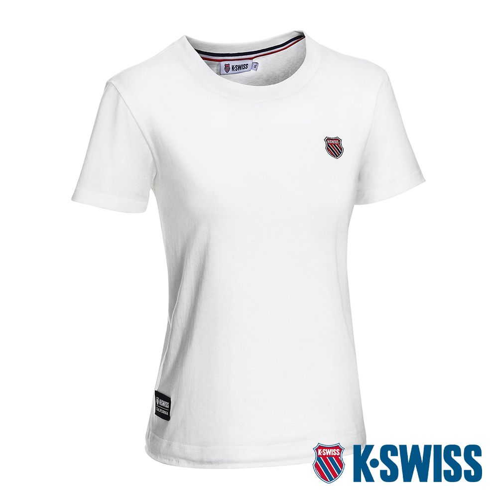 K-SWISS  Drawstring Tee棉質吸排T恤-女-米白