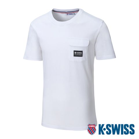 K-SWISS Label Pocket Tee棉質吸排T恤-男-白