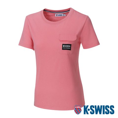 K-SWISS Label Pocket Tee棉質吸排T恤-女-莓粉